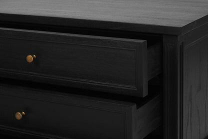Hamilton Cane Bedside Table - 91cm - Black - 3 Drawer - SEATONES
