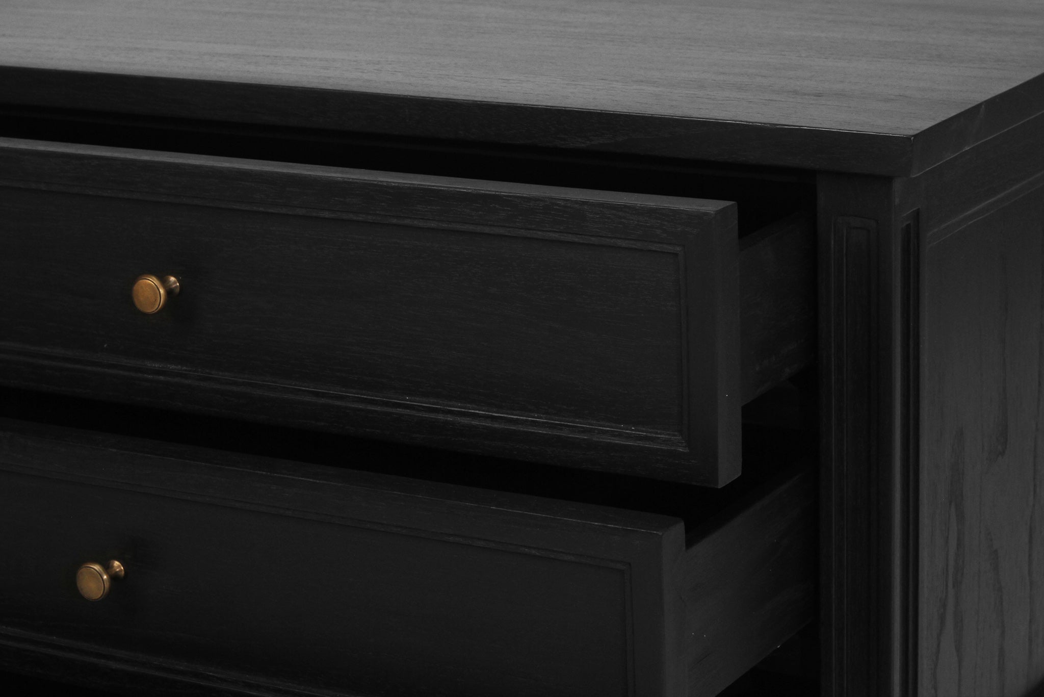 Hamilton Cane Bedside Table - 91cm - Black - 3 Drawer - SEATONES