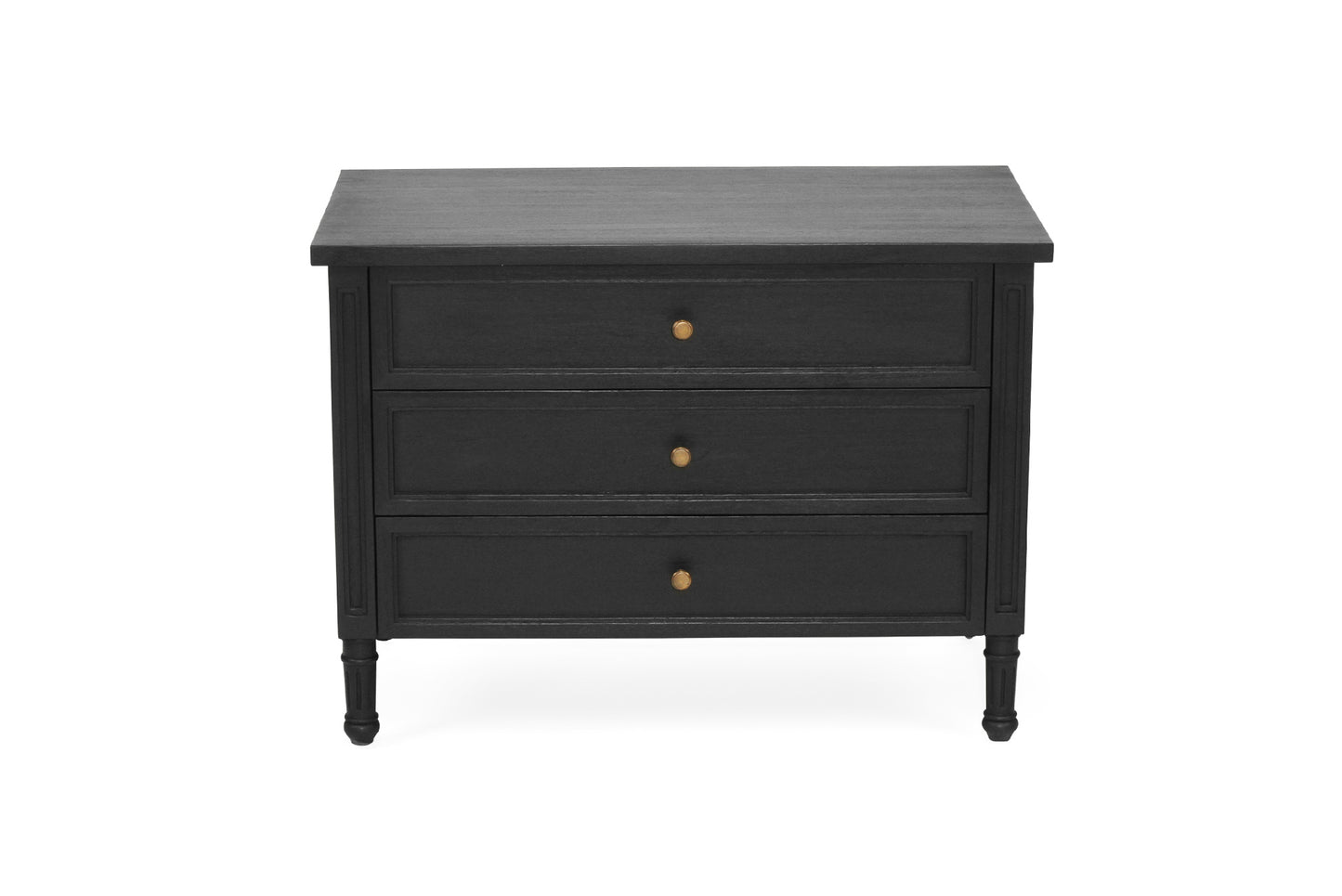 Hamilton Cane Bedside Table - 91cm - Black - 3 Drawer - SEATONES