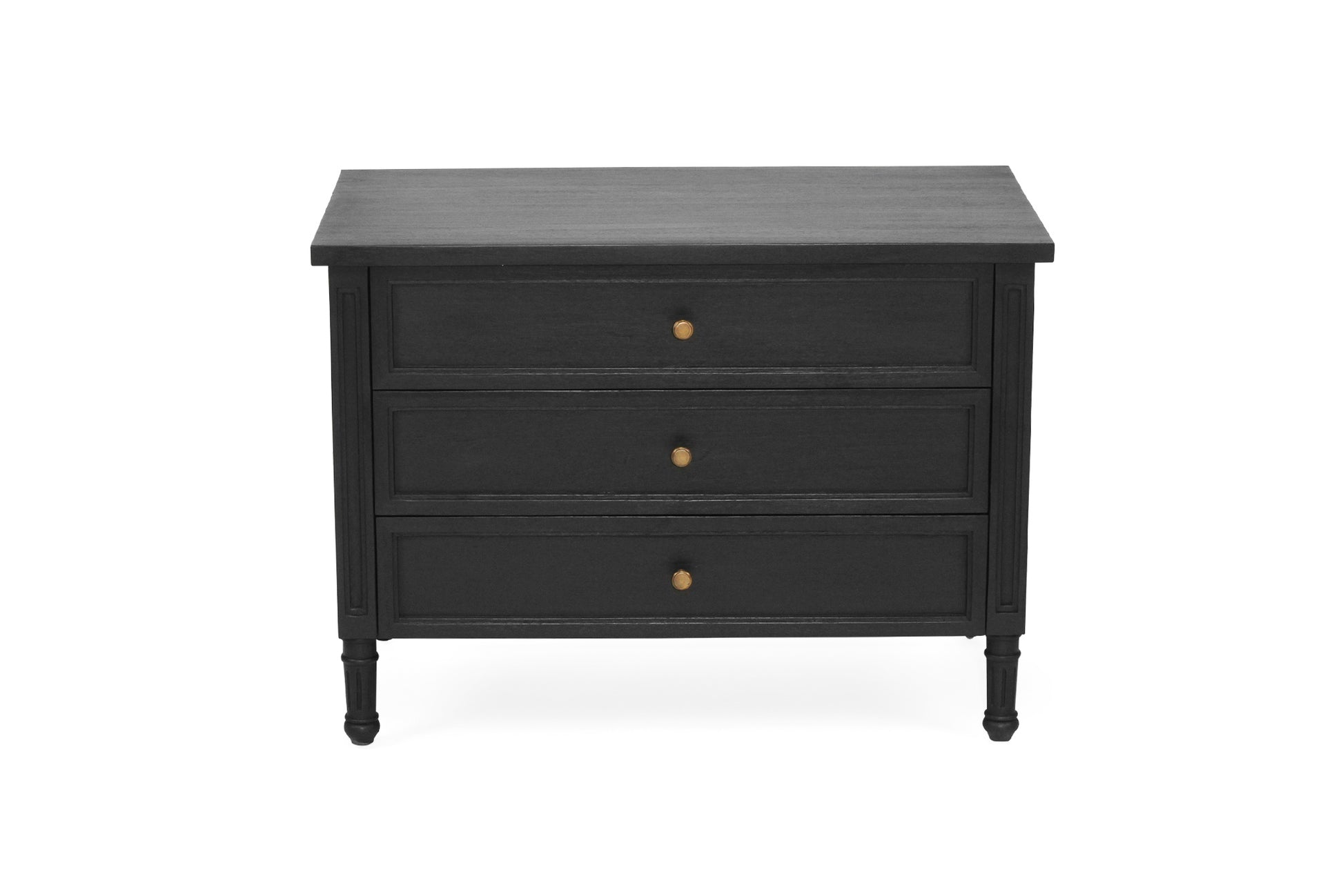 Hamilton Cane Bedside Table - 91cm - Black - 3 Drawer - SEATONES