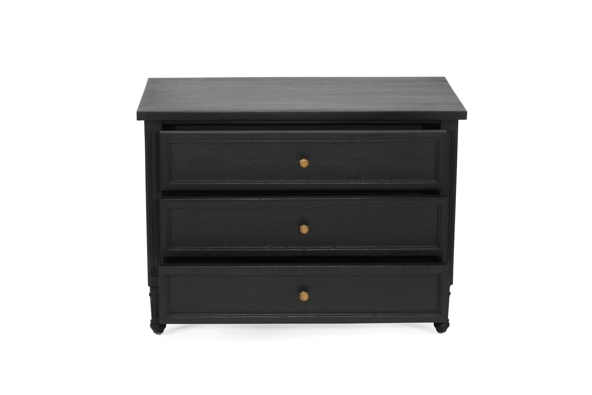 Hamilton Cane Bedside Table - 91cm - Black - 3 Drawer - SEATONES