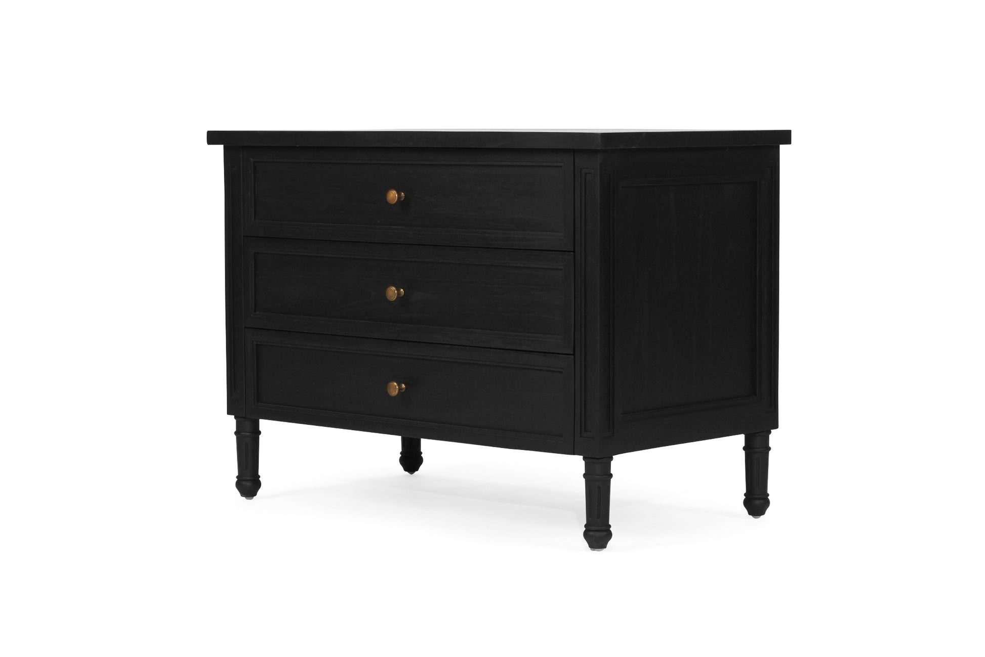 Hamilton Cane Bedside Table - 91cm - Black - 3 Drawer - SEATONES