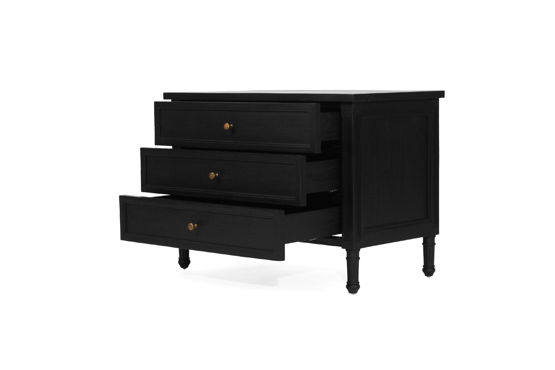 Hamilton Cane Bedside Table - 91cm - Black - 3 Drawer - SEATONES