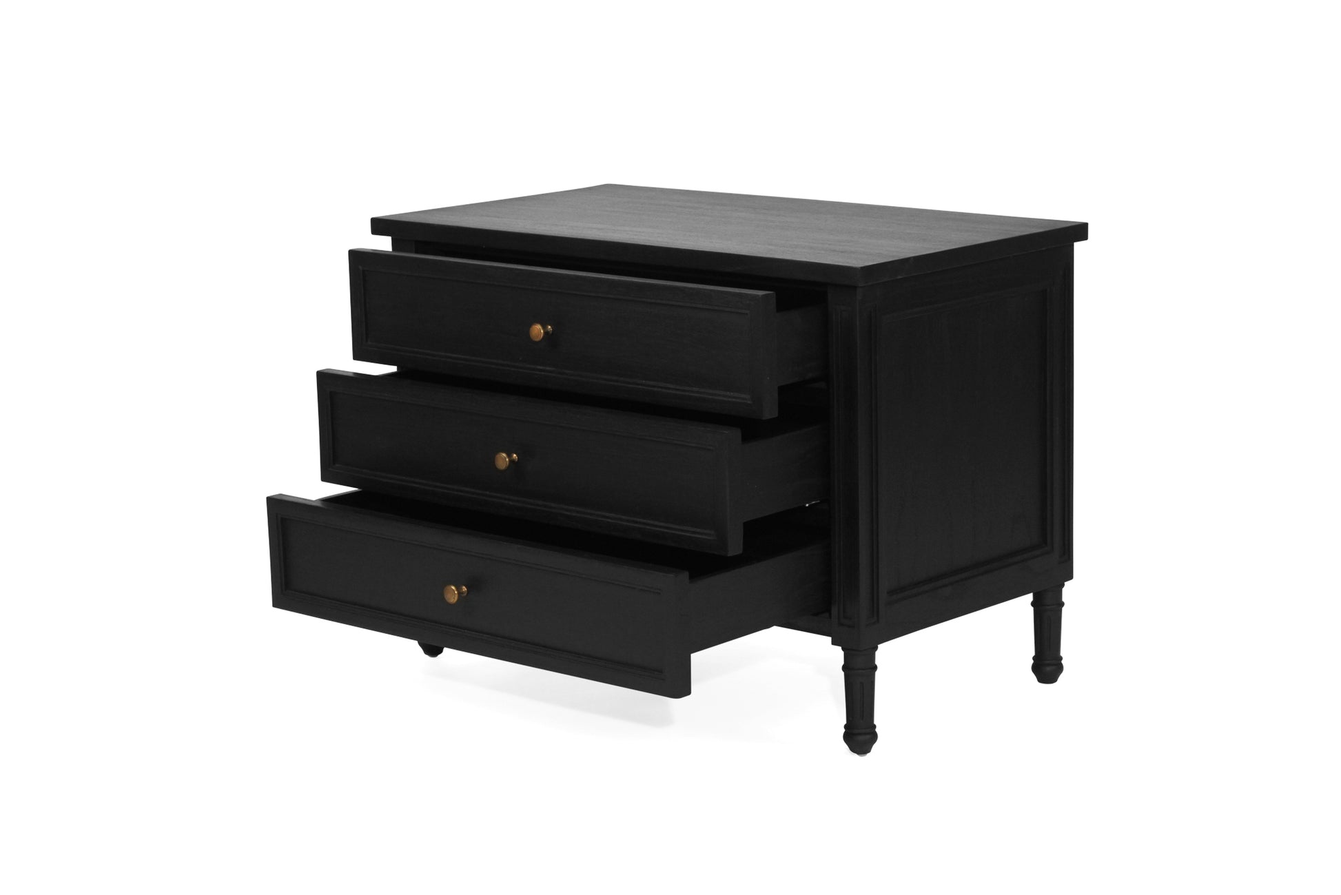 Hamilton Cane Bedside Table - 91cm - Black - 3 Drawer - SEATONES