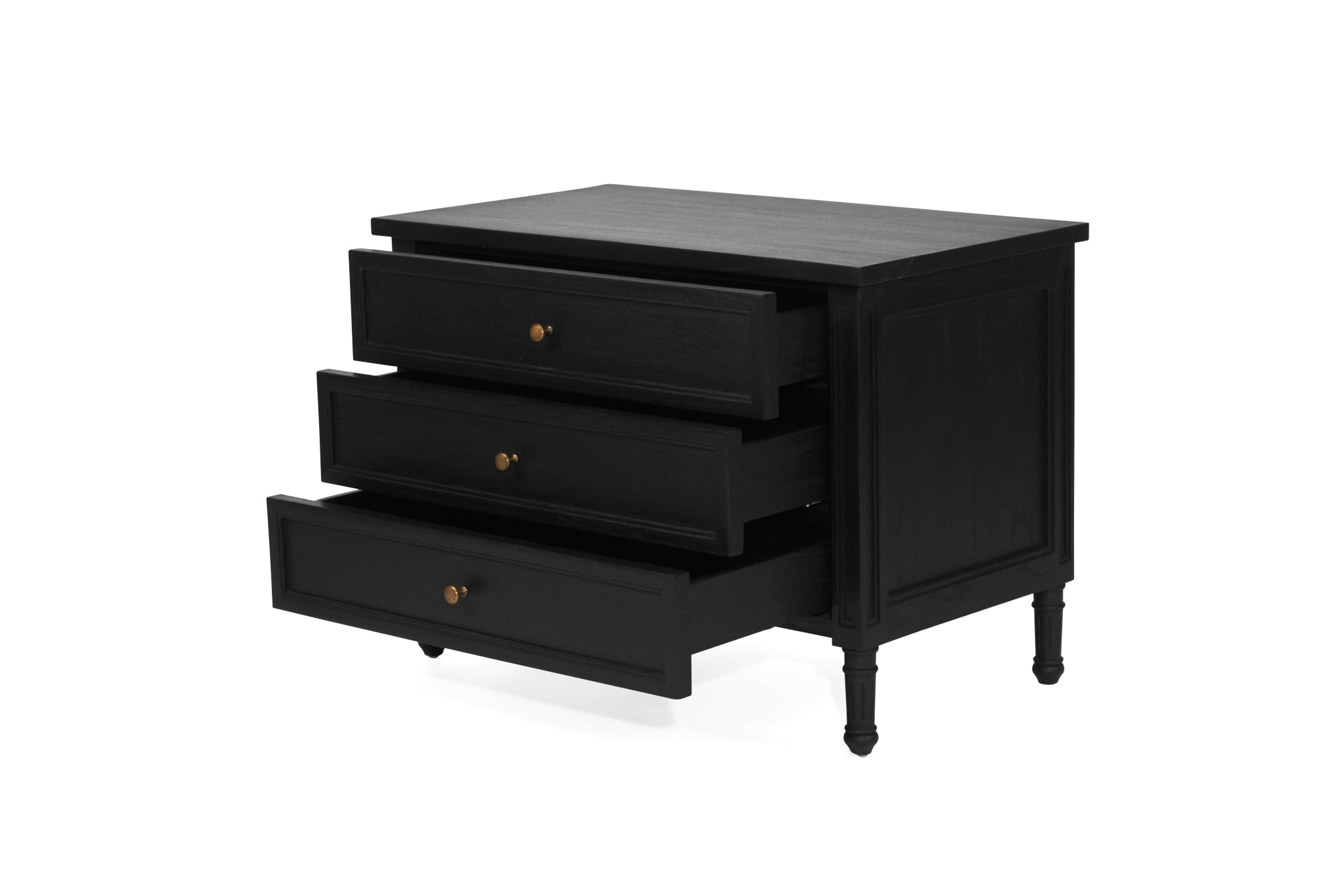 Hamilton Cane Bedside Table - 91cm - Black - 3 Drawer - SEATONES