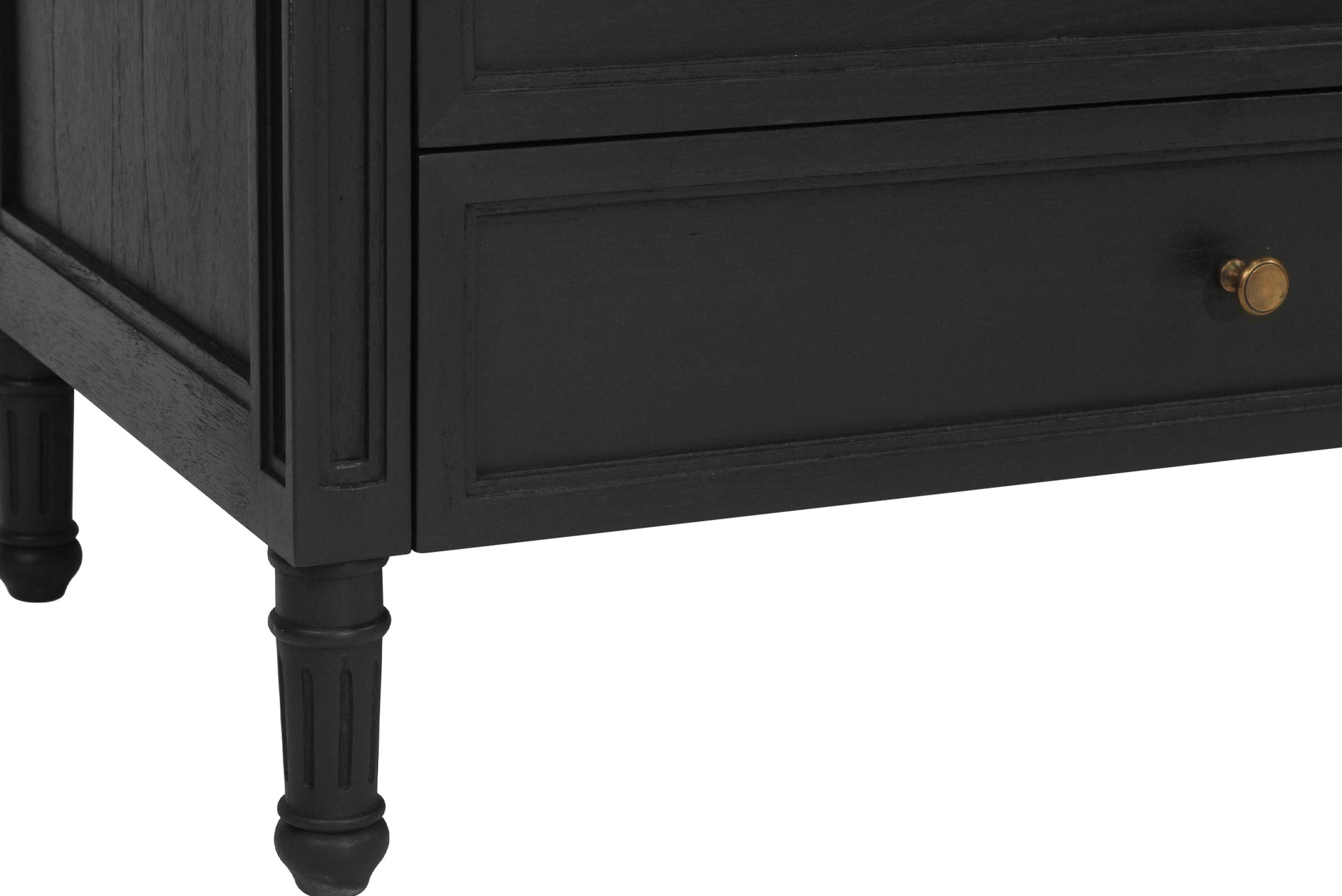 Hamilton Cane Bedside Table - 91cm - Black - 3 Drawer - SEATONES