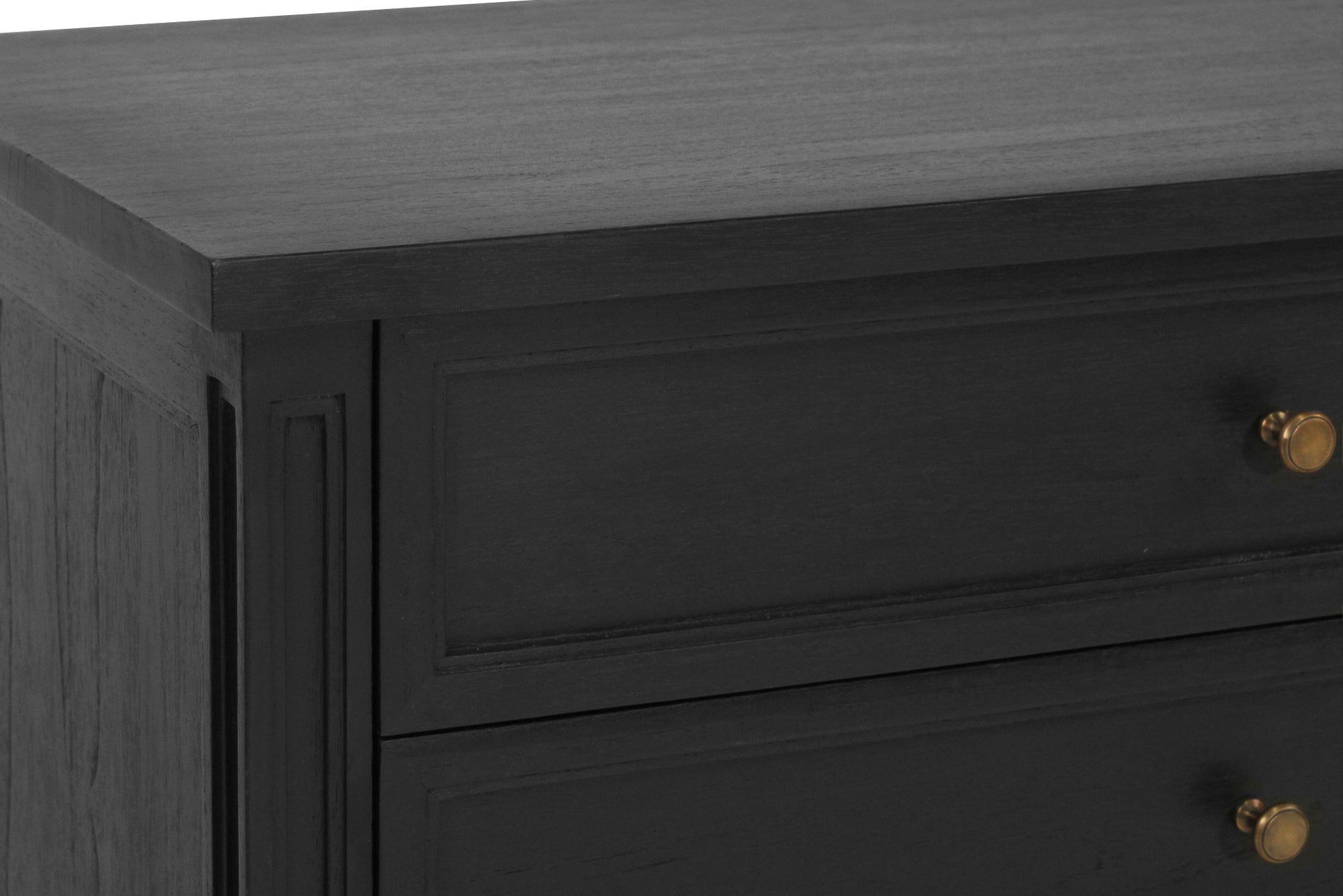 Hamilton Cane Bedside Table - 91cm - Black - 3 Drawer - SEATONES