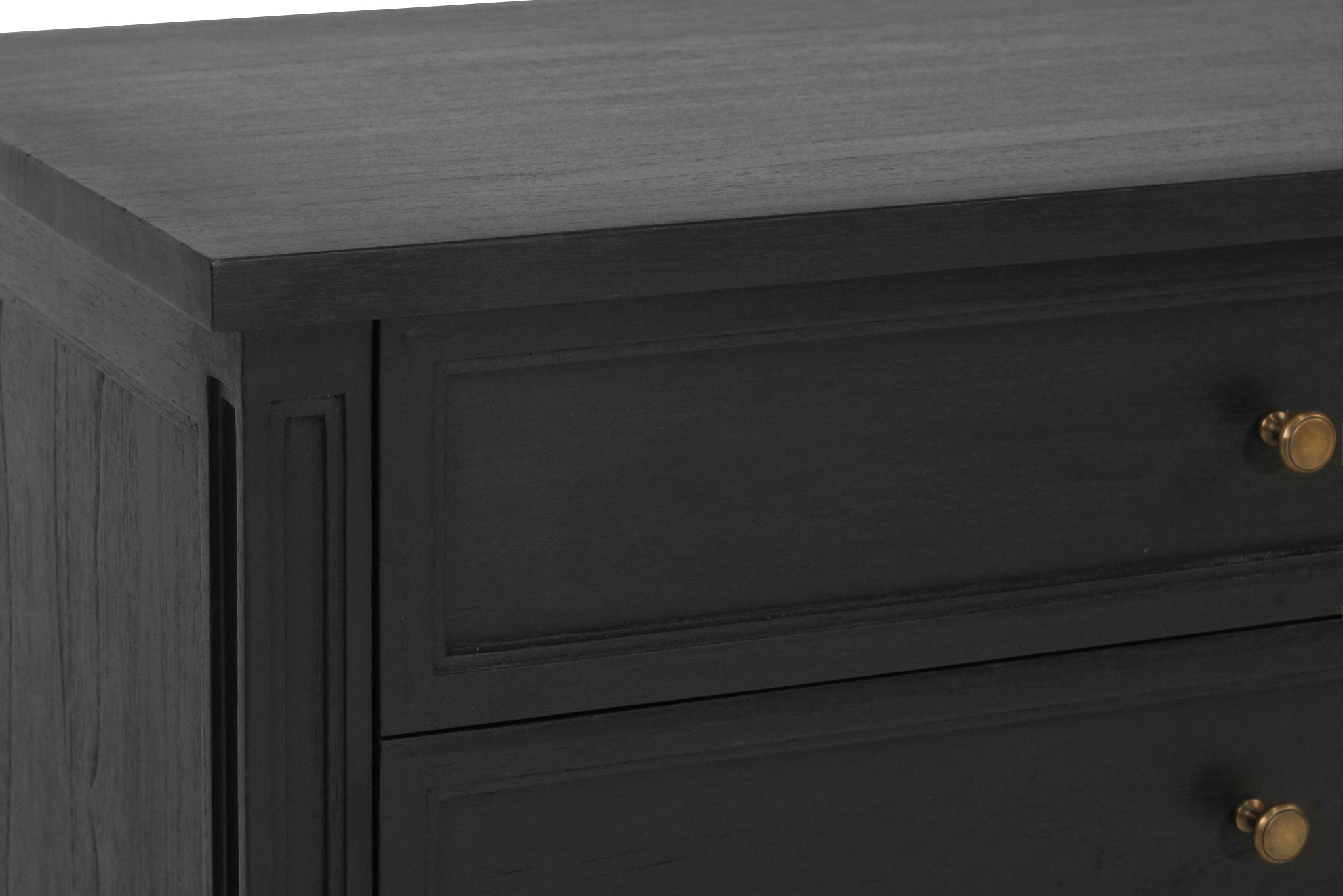 Hamilton Cane Bedside Table - 91cm - Black - 3 Drawer - SEATONES
