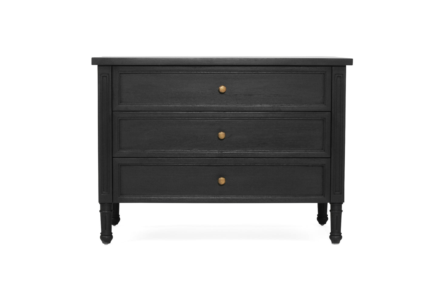 Hamilton Cane Bedside Table - 91cm - Black - 3 Drawer - SEATONES