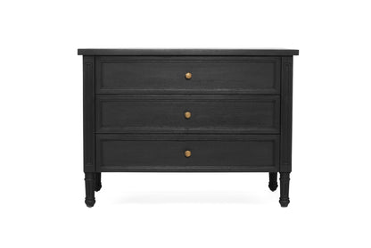 Hamilton Cane Bedside Table - 91cm - Black - 3 Drawer - SEATONES