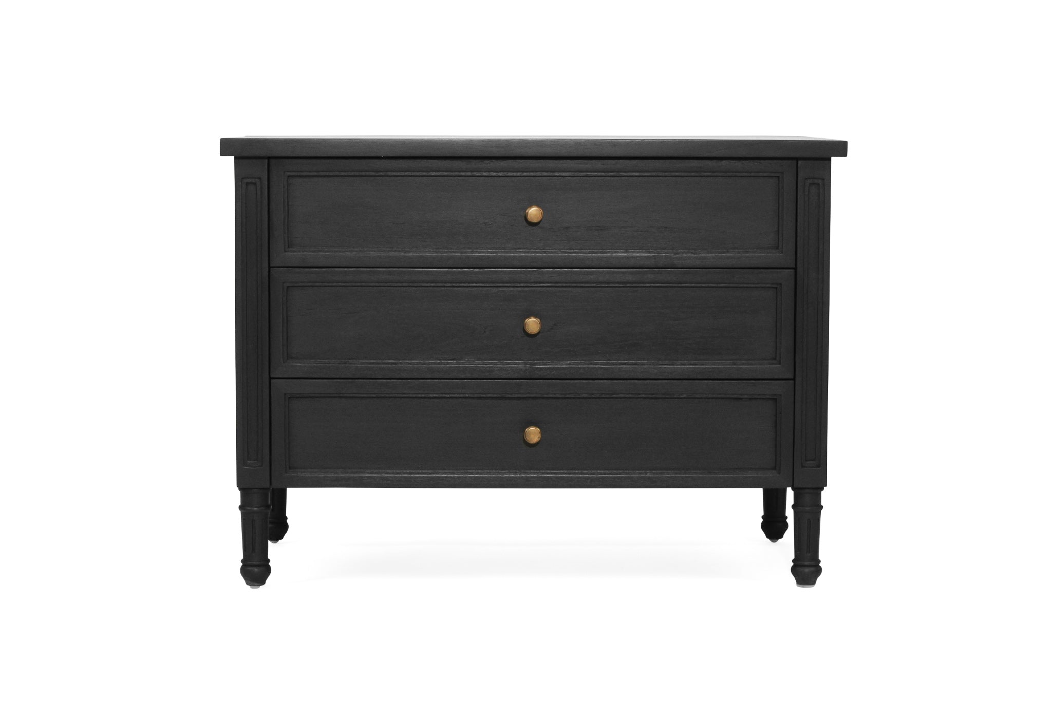 Hamilton Cane Bedside Table - 91cm - Black - 3 Drawer - SEATONES
