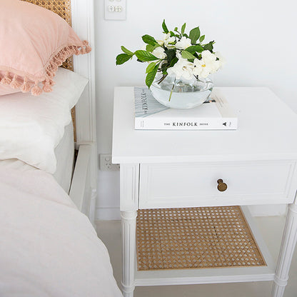 Hamilton Cane Bedside Table - 57cm White - SEATONES