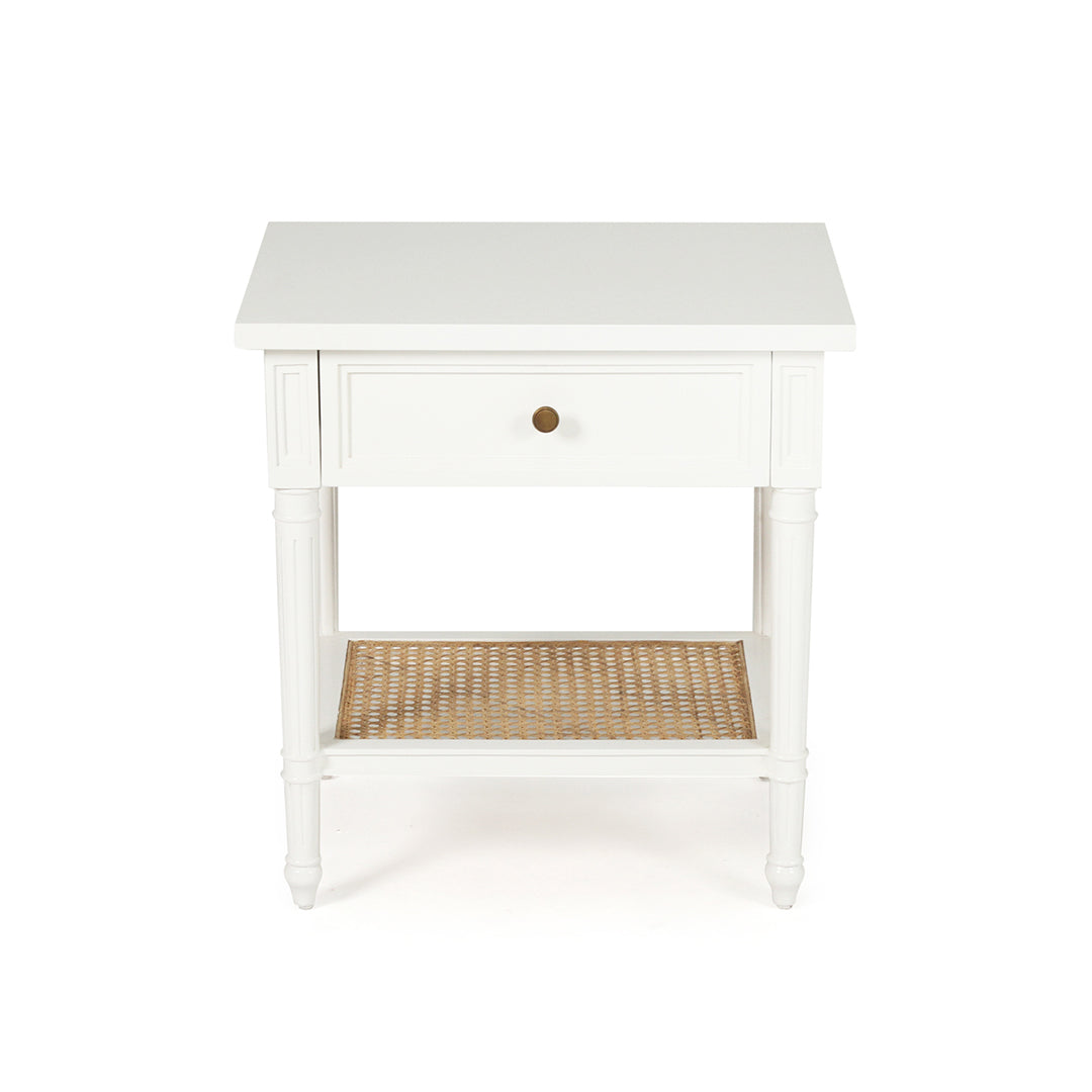 Hamilton Cane Bedside Table - 57cm White - SEATONES