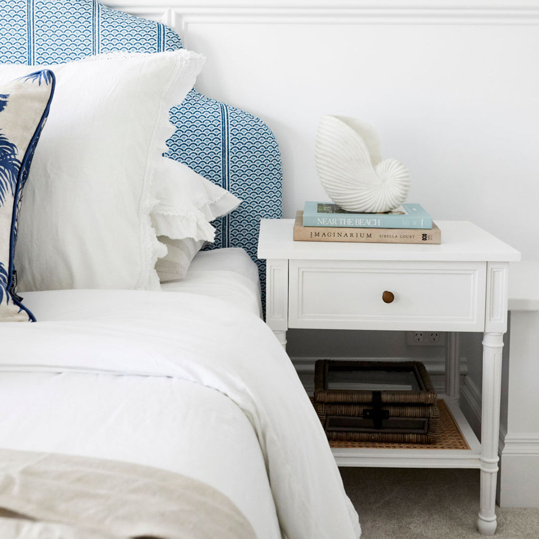 Hamilton Cane Bedside Table - 57cm White - SEATONES