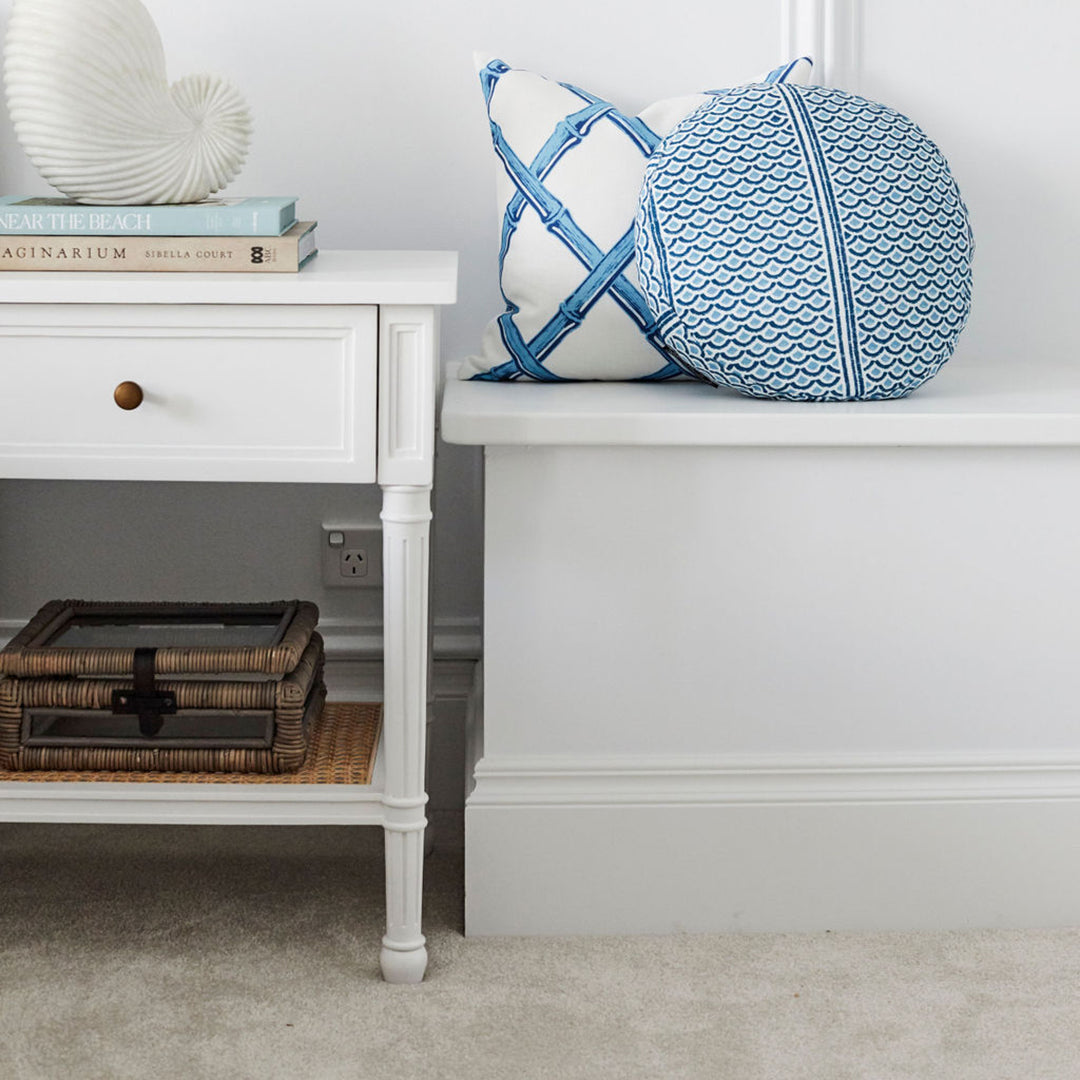 Hamilton Cane Bedside Table - 57cm White - SEATONES