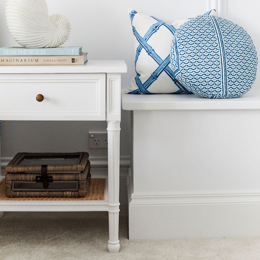 Hamilton Cane Bedside Table - 57cm White - SEATONES