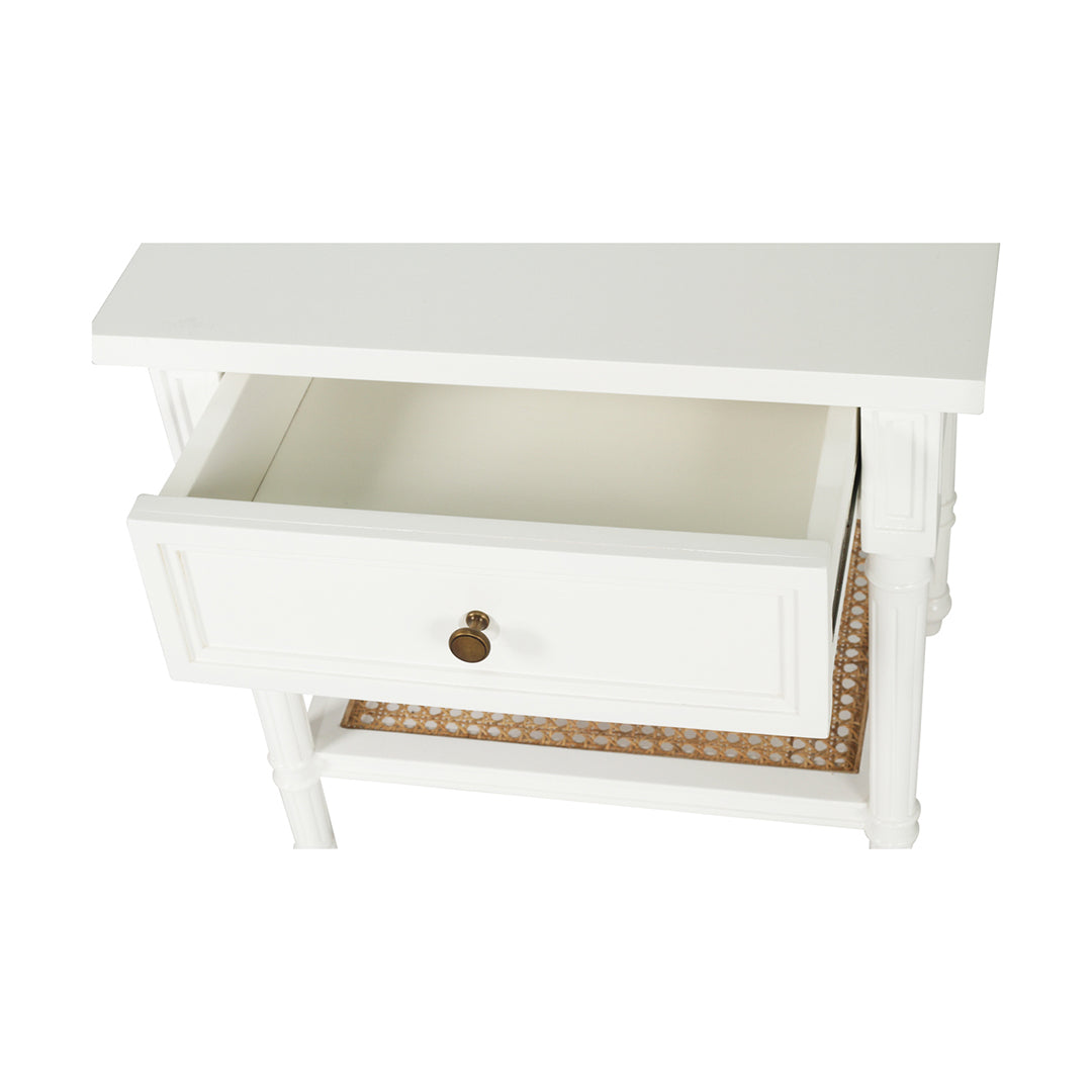 Hamilton Cane Bedside Table - 57cm White - SEATONES