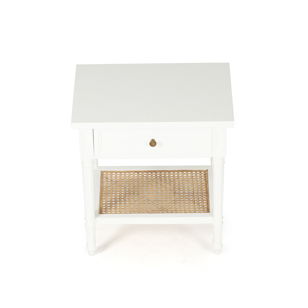 Hamilton Cane Bedside Table - 57cm White - SEATONES