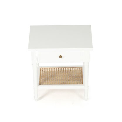 Hamilton Cane Bedside Table - 57cm White - SEATONES