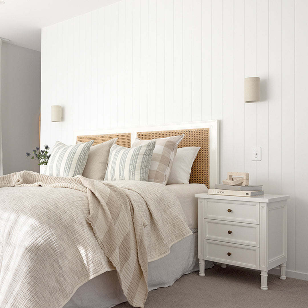 Hamilton Bedside Table - 3 Drawer - White - SEATONES