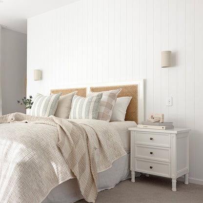 Hamilton Bedside Table - 3 Drawer - White - SEATONES