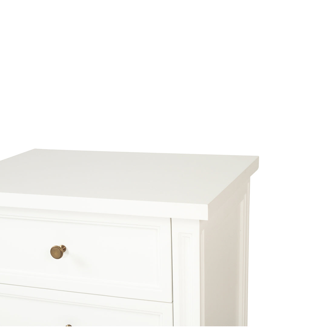Hamilton Bedside Table - 3 Drawer - White - SEATONES