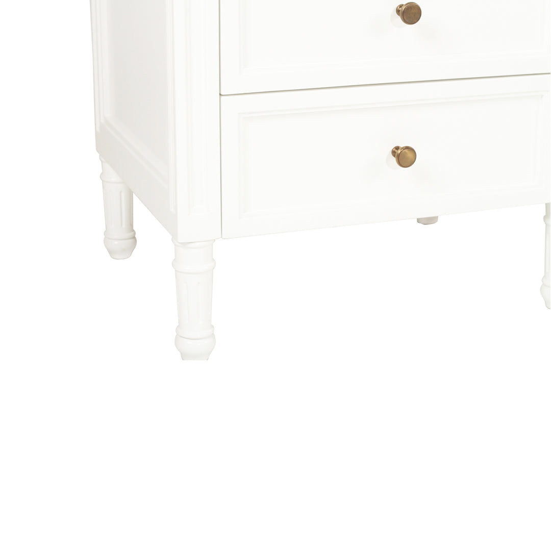 Hamilton Bedside Table - 3 Drawer - White - SEATONES