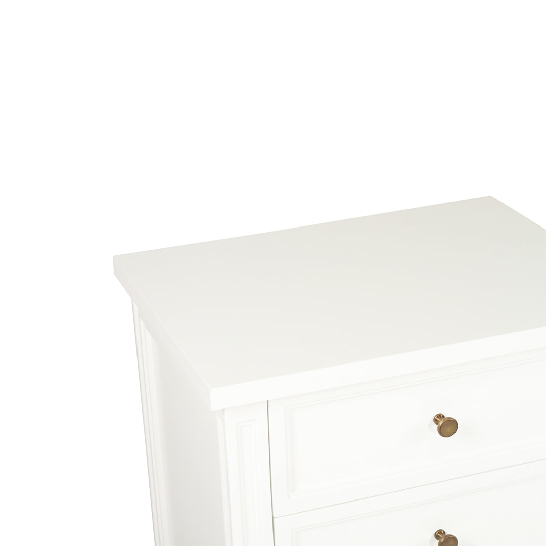 Hamilton Bedside Table - 3 Drawer - White - SEATONES