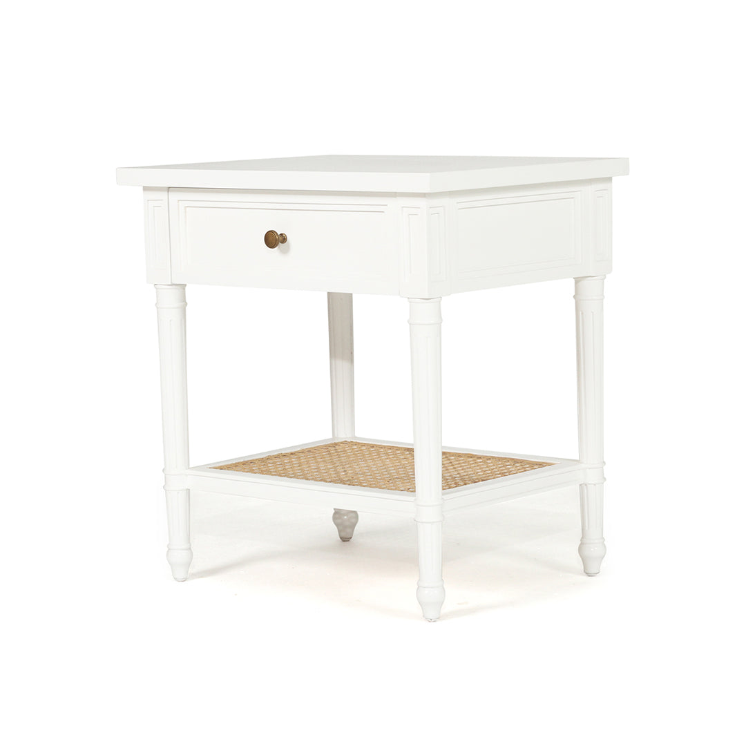 Hamilton Cane Bedside Table - 57cm White - SEATONES
