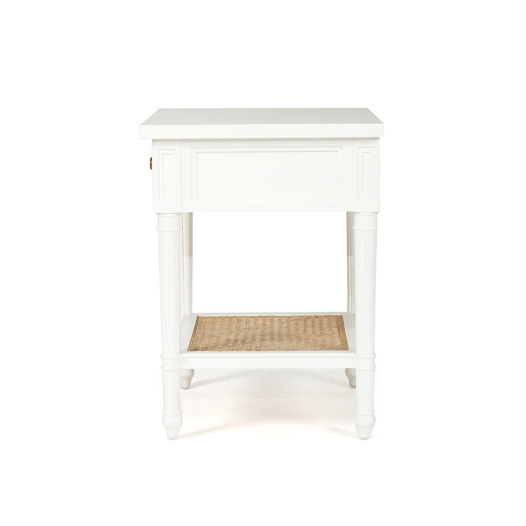 Hamilton Cane Bedside Table - 57cm White - SEATONES