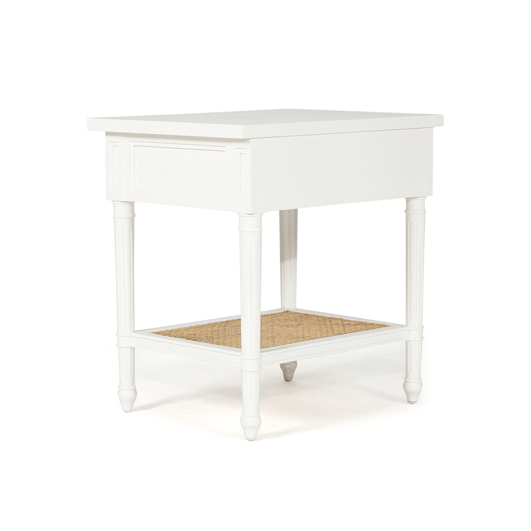 Hamilton Cane Bedside Table - 57cm White - SEATONES