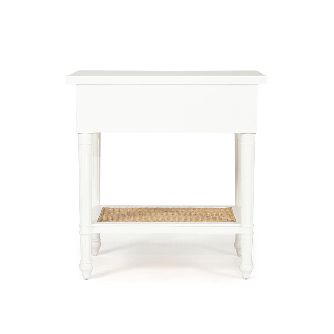 Hamilton Cane Bedside Table - 57cm White - SEATONES