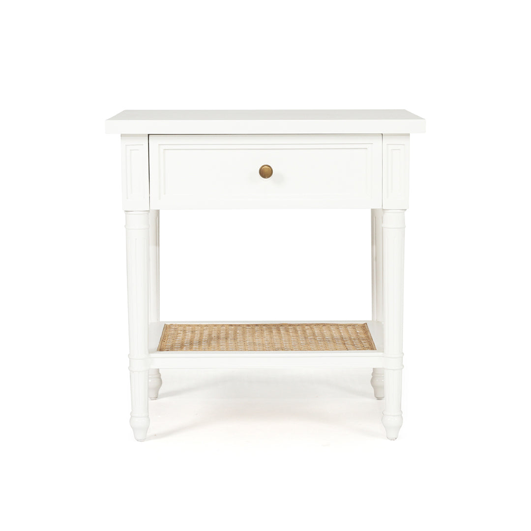 Hamilton Cane Bedside Table - 57cm White - SEATONES