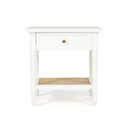Hamilton Cane Bedside Table - 57cm White - SEATONES