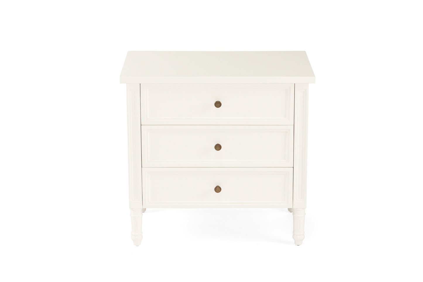 Hamilton Cane Bedside Table - White - 70cm - 3 Drawer - SEATONES