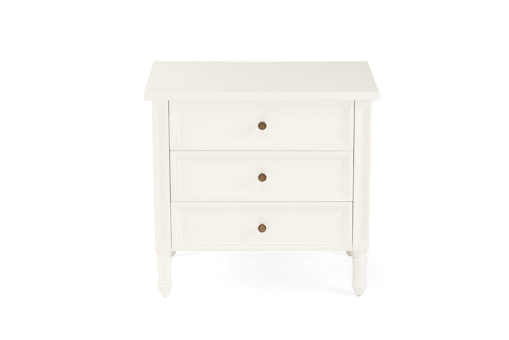 Hamilton Cane Bedside Table - White - 70cm - 3 Drawer - SEATONES