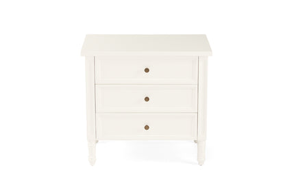 Hamilton Cane Bedside Table - White - 70cm - 3 Drawer - SEATONES