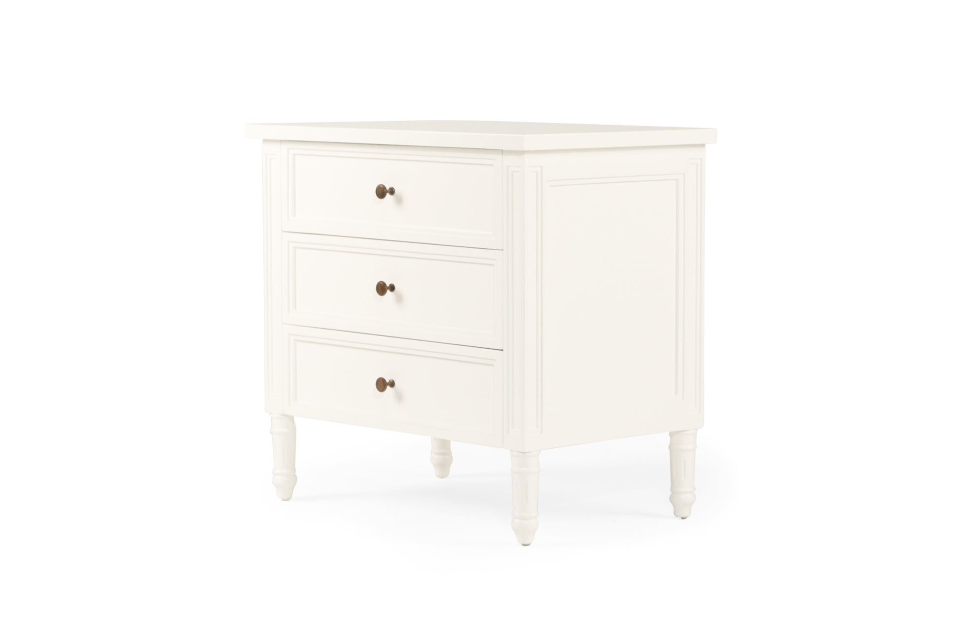 Hamilton Cane Bedside Table - White - 70cm - 3 Drawer - SEATONES