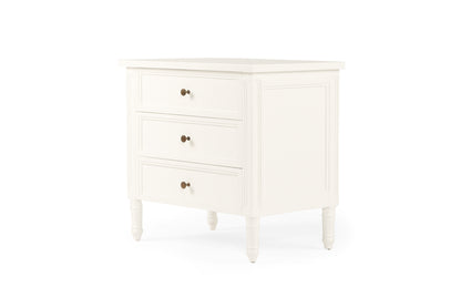 Hamilton Cane Bedside Table - White - 70cm - 3 Drawer - SEATONES