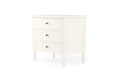 Hamilton Cane Bedside Table - White - 70cm - 3 Drawer - SEATONES