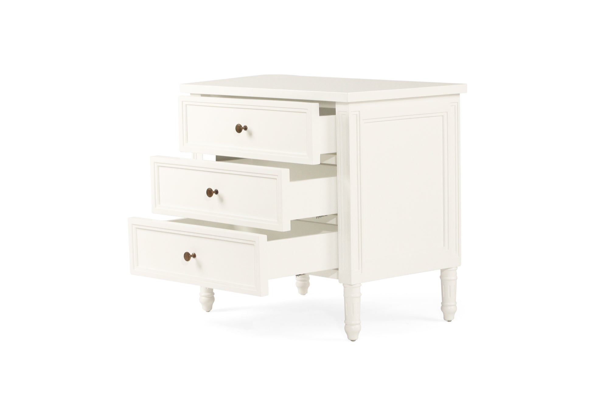 Hamilton Cane Bedside Table - White - 70cm - 3 Drawer - SEATONES