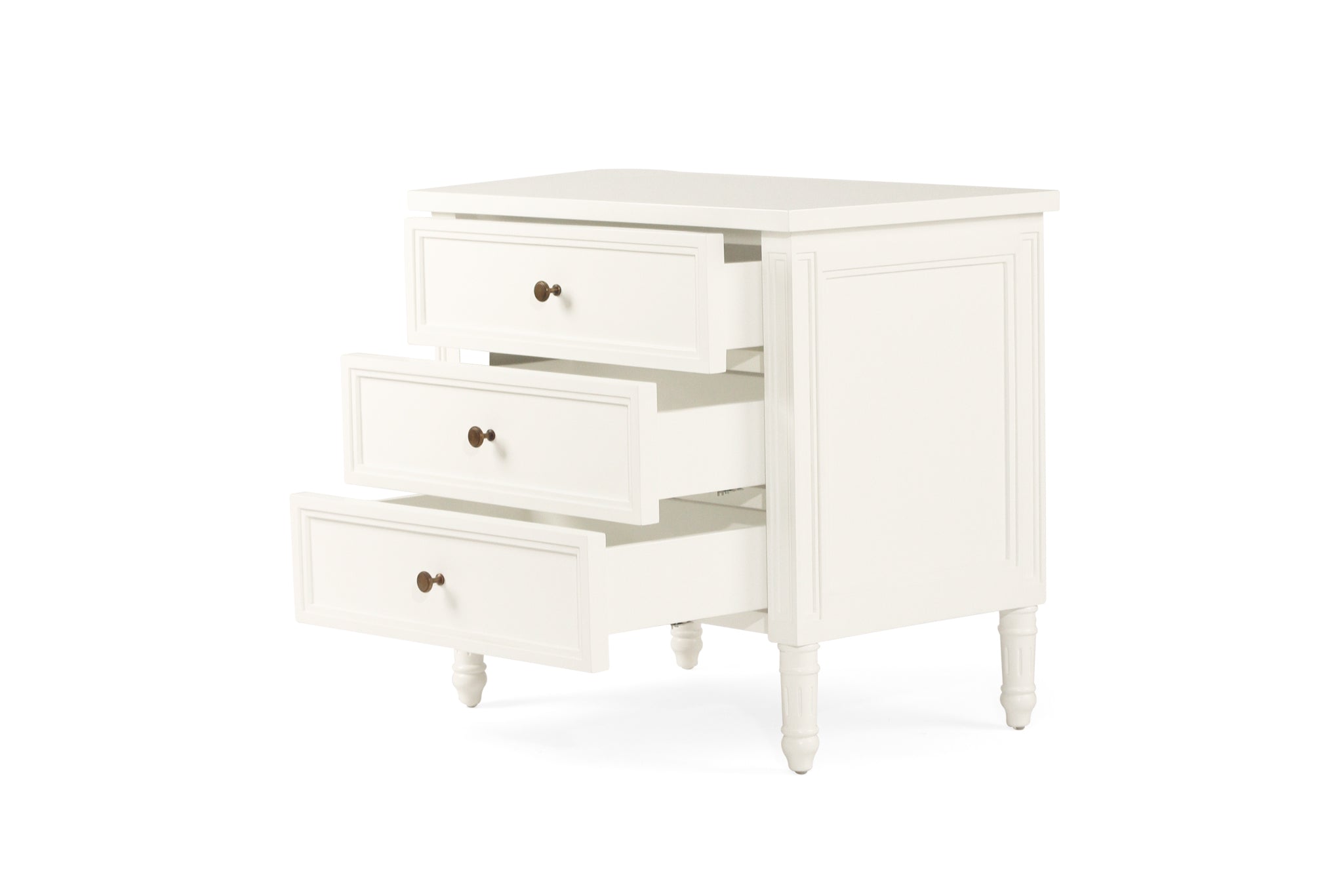 Hamilton Cane Bedside Table - White - 70cm - 3 Drawer - SEATONES