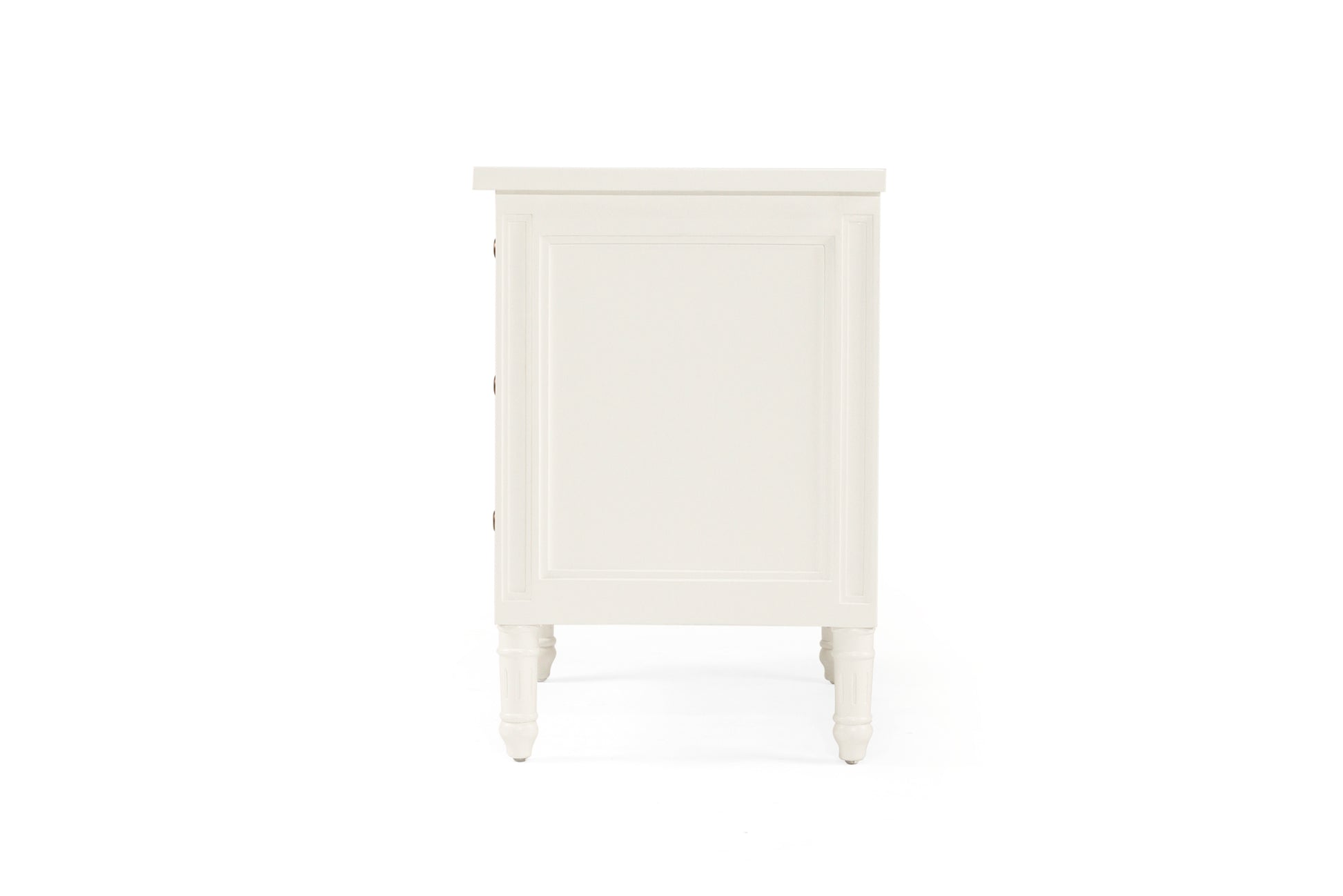 Hamilton Cane Bedside Table - White - 70cm - 3 Drawer - SEATONES