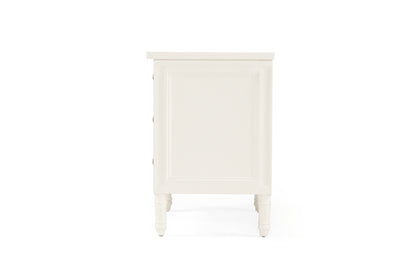 Hamilton Cane Bedside Table - White - 70cm - 3 Drawer - SEATONES