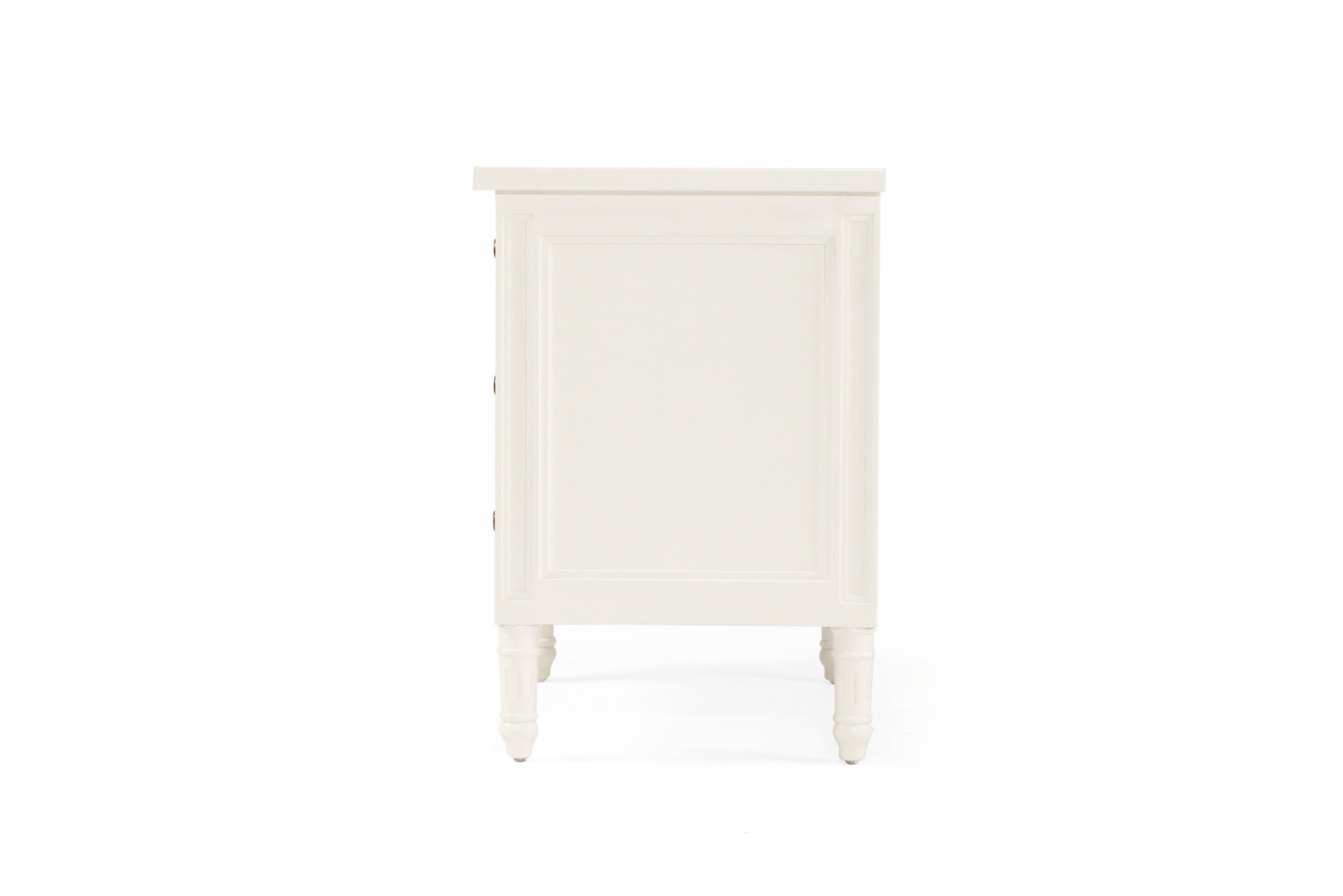 Hamilton Cane Bedside Table - White - 70cm - 3 Drawer - SEATONES