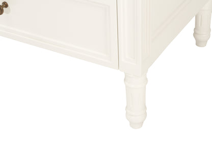 Hamilton Cane Bedside Table - White - 70cm - 3 Drawer - SEATONES