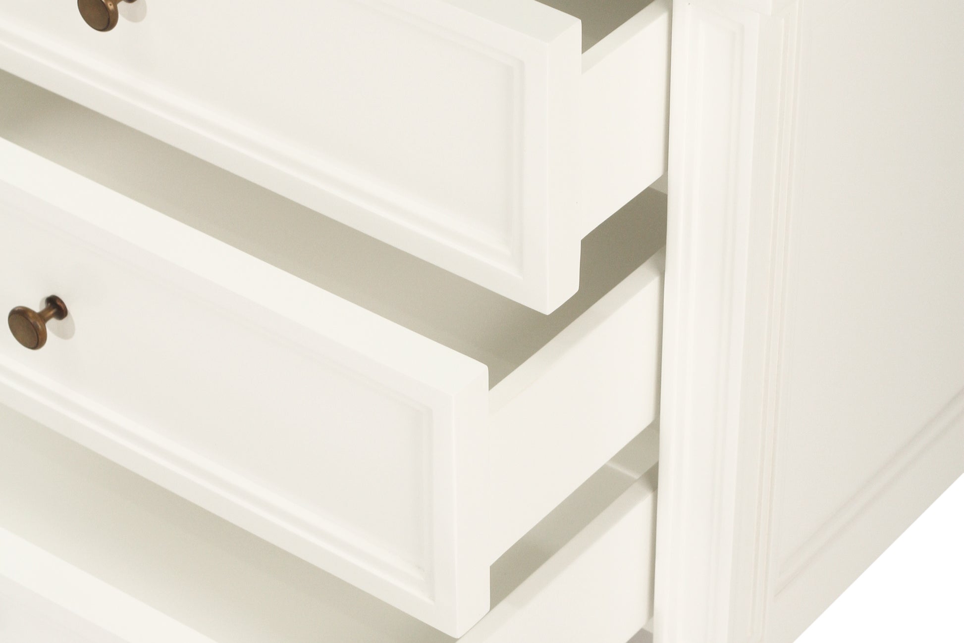 Hamilton Cane Bedside Table - White - 70cm - 3 Drawer - SEATONES