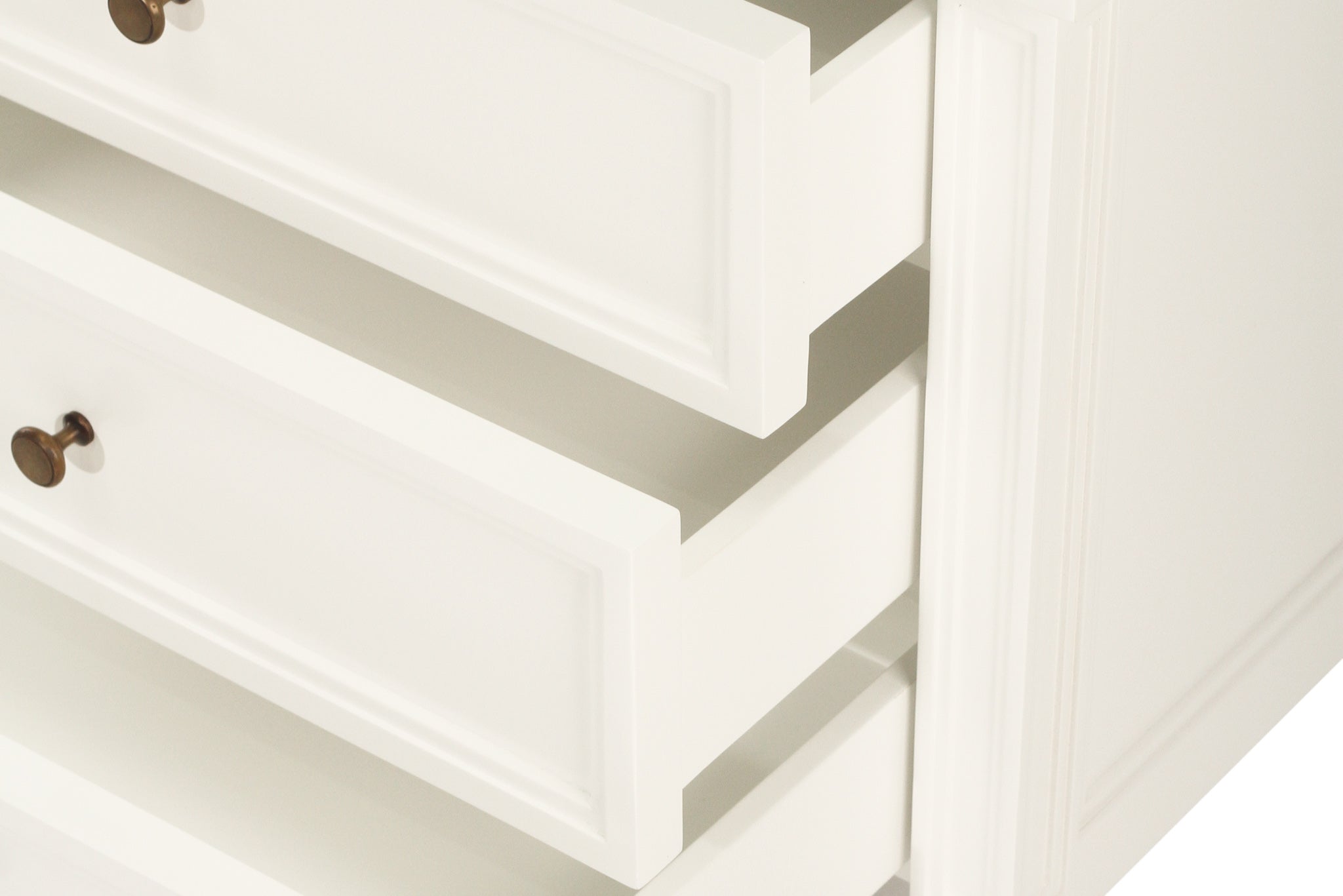 Hamilton Cane Bedside Table - White - 70cm - 3 Drawer - SEATONES