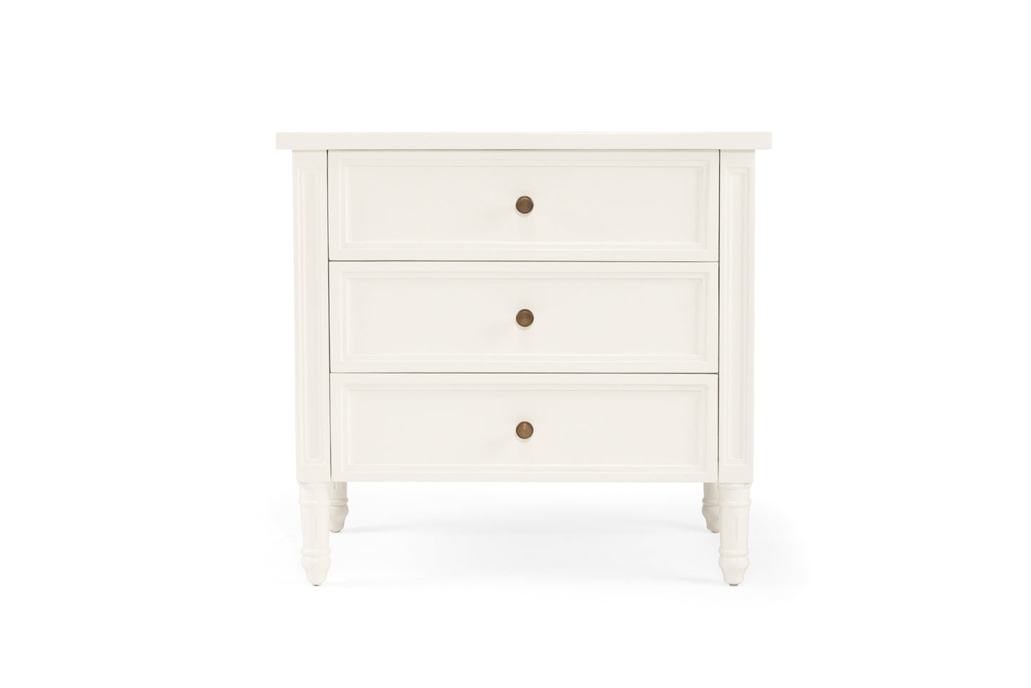 Hamilton Cane Bedside Table - White - 70cm - 3 Drawer - SEATONES