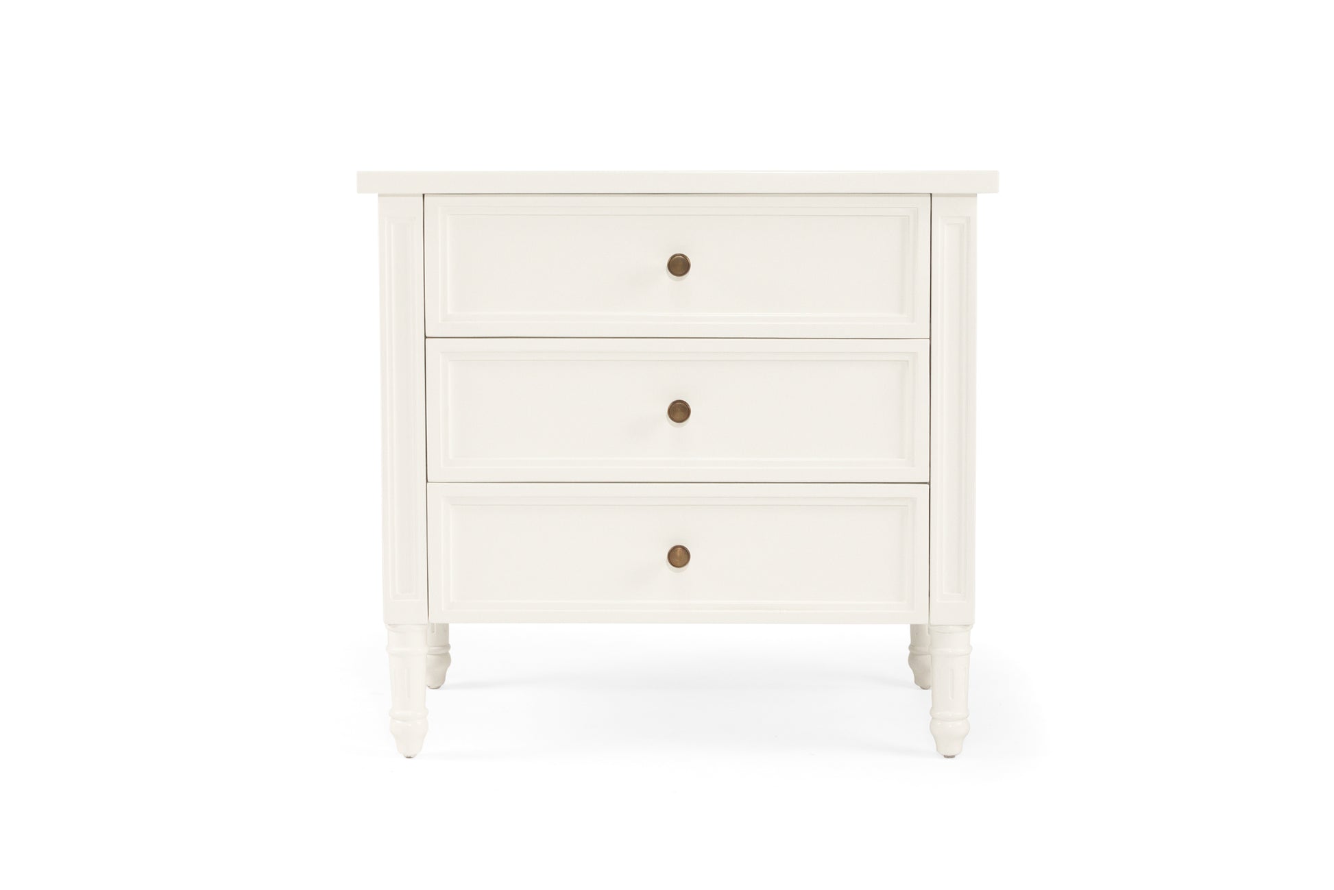 Hamilton Cane Bedside Table - White - 70cm - 3 Drawer - SEATONES